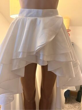 White High-Low Ruffle Skirt - Women